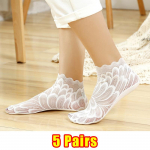5/10 paari naiste pitslillega v&otilde;rksokid, libisemiskindlad n&auml;htamatud voodriga sokid, naiste elastsed mugavad &otilde;hukesed l&auml;bipaistvad hingavad pahkluu sokid 5 Pairs