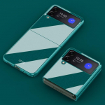 &Uuml;mbris Samsung Galaxy Z Flip 3 &uuml;li&otilde;hukese v&auml;rviga reljeefse kaitsekattega, paljasmetallist Hand Feel 360 igak&uuml;lgne kaitse for Galaxy Z Flip 3 roheline