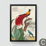 Pastoraalne loomaaiapark Linnud puudel Loomad l&otilde;uendimaal Ameerika stiilis kodukaunistusega seinapilt magamistoa taustaks 21x30cm No Frame