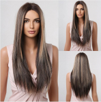 ALAN EATON Pikad s&uuml;nteetilised sirged ombre tuhk plaatinablond pitsist esiparukad naistele Cosplay Party suure tihedusega juustele kuumakindlad