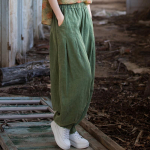 Johnature naiste vintage Ramie Bloomers p&uuml;ksid elastne v&ouml;&ouml;koht &uuml;hev&auml;rvilised lahtised kevadised lapit&ouml;&ouml;d naiste pikad p&uuml;ksid One Size