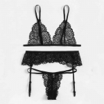 3 tk. Naiste seksikas pits, l&auml;bipaistev &ouml;&ouml;riietus, pidžaamakomplekt jaotatud aluspesu stringid pesukomplektid S must