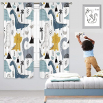 Vikerkaar &Uuml;kssarviku kardinad T&uuml;drukud Magamistoa Sisustus Poiste Dinosauruste Kardinad V&auml;rvilised multifilmid Dino lastele Safari Metsloomad Aknakatted W53.5 X H114cm X 2