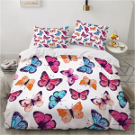 3D Butterfly Theme Kodu voodipesukomplekt Luksuslik tiivaga tr&uuml;kitud tekikattega padjap&uuml;&uuml;r 2/3 t&uuml;kki AU240 * 270 eriti suures suuruses kodukaunistus DE 135x200cm