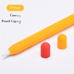 Pehme silikoon&uuml;mbris Apple Pencil 2 jaoks, 2. &uuml;mbris, pliiats Case+2*Cap oranž/punane