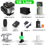 4D 16 joonega lasertasandi 360&deg; isetasanduv funktsioon nivelleeriv maapinna laseriga seinakleebis vertikaalse horisontaalse kaldjoonega 2*Batteries