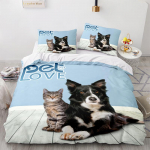 3D-voodipesukomplekt, Queen King, t&auml;issuuruses kaheinimesevoodiga, lemmikloomatr&uuml;kiga tekikott ja padjap&uuml;&uuml;r Kodu T&auml;iskasvanute laste voodipesu UK Single 135x200cm