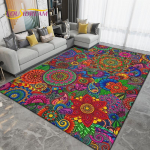 Bohemia Mandala ala suur vaip, vaibad elutoa magamistoa diivanivaibad, k&ouml;&ouml;gi vannitoa sissep&auml;&auml;su uksematid, libisemiskindlad p&otilde;randamatid 100x120cm