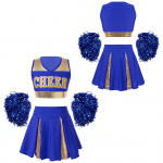 T&uuml;drukute cheerleadingi vormiriietus uhke kleit, Cosplay halloweeni kost&uuml;&uuml;m, seeliku ja lilledega topp 7-8 Years sinine