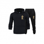 Naiste pikkade varrukatega paariline dressipluus KQ tr&uuml;kitud fliisist kapuuts + p&uuml;ksid, 2-osaline komplekt Naiste &uuml;lisuured tutvumisdressid vabaaja dressidressid spordi&uuml;likonnad S