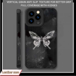 Vertikaalne teraline nahast liblikas tr&uuml;kitud, meeldiva puudutusega pehme silikoonist telefoni&uuml;mbrise tagakaas koos kaamera objektiiviga t&auml;ieliku kaitsega iPhone 7