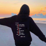 For God So Loved v&auml;rviline seljaprint Hoodies Valentine Piibli salm Tasku kapuutsiga Naised Vabaaja puuvillane Christian Tumblr Hoodie S must