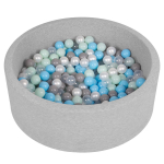 Selonise pehme pallibassein 90x30cm/200 palli &uuml;mmargune v&auml;ikelapse vaht, helehall:p&auml;rl/gris/l&auml;bipaistev/babyblue/mint 90x30cm/200 balls