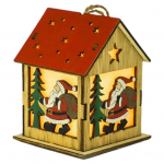 J&otilde;ulu LED-puidust majakaunistus S&auml;rav kajut, k&auml;sit&ouml;&ouml;, patareitoitel miniatuurne LED-h&otilde;&otilde;guv puidust j&otilde;ulumaja kaunistus DIY j&otilde;ulupuu Santa Claus