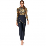 Moslemi ujumisriided, naiste tagasihoidlik lapiline hijab, pikkade varrukatega sportlik ujumistrikoo Islami burkiinid, kandma ujumiskost&uuml;&uuml;mi XL kuld