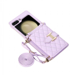 Fashion Cross Body Cards Slot Wallet Nahast &uuml;mbris Samsung Galaxy Z Flip 5 4 3 Flip5 Flip4 5G kaelapael, teemant-kohrutusega rihma kaitsekate for Galaxy Z Flip 3 roosa kuldne v&auml;rv