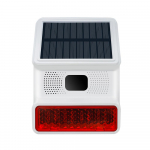 Solar Sound Strobe Light alarm 5 kaugjuhtimispuldiga infrapuna induktsioon h&auml;iretevastane IP65 16.4x12.4x5.9cm valge