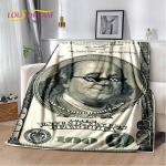 3D Dollar Euro Pound Money Rich Cartoon Pehme pl&uuml;&uuml;sist tekk, flanelltekk elutuppa magamistoa voodi diivanile kingitus 75x100cm (30x40inch)