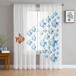 Karp Kala Loom Geomeetriline T&uuml;llkardin Elutuppa L&auml;bipaistev Kardin Magamistuba Voile Dekoratiivsed Aknakatted 135W x 114H(cm)