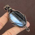 Natural Owyhee Opal Gemstone Handmade Copper Wire Wrap Pendant 2.15 c8m45