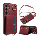 Luksuslik Crossbody Metal Ring nahast &uuml;mbris Samsung Galaxy A52 A72 A22 A32 A73 naiste kaardipesa hoidja telefoni kate Samsung S24 S23 S222 Plus jaoks Samsung A54 5G
