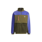 Adidas Originals Trefoil k&otilde;rge kraega v&auml;rviplokkide lukuga logoga jakk meestele &Uuml;ler&otilde;ivad Tumeoliiviroheline HE6614 S