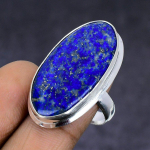 Natural Lapis Lazuli Gemstone 925 Sterling Silver Jewelry Ring Size 9 y4w50