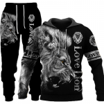 Meeste dressid 3D The Lion Print Hoodies Pusad P&uuml;ksid Komplektid Vabaaja meeste riided Naiste dressid 6XL