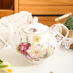 Elegantne Floral Bone China teekann kulla&auml;&auml;rega | Euroopast inspireeritud mitmeotstarbeline tee ja kohvi jaoks ideaalne kingitus Pink And White Flowers