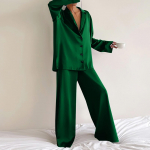 Naiste V-kaelusega pikkade varrukatega pidžaama kodukomplekt L