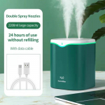 2000 ml USB &otilde;huniisutaja kahe pihustuspordiga eeterlik &otilde;li aroomiteraapia Humificador Cool Mist Maker Fogger Purify kodukontori jaoks roheline