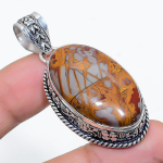 Natural Noreena Jasper Gemstone Handmade 925 Sterling Silver Pendant 2.05 k1i87