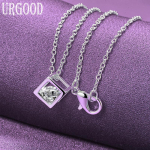 925 Sterling Silver Square tsirkoon ripats Kaelakee Pulma Mood Ehted 45cm