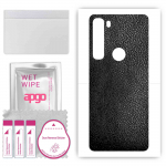 apgo Protective Skin Sticker for the back compatible with Motorola Edge, Wrap Film, Foil, Vinyl - Pattern Black Leather