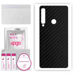 apgo Protective Skin Sticker for the back compatible with Samsung Galaxy A9 (2018), Wrap Film, Foil, Vinyl - Pattern Carbon Black