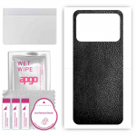 apgo Protective Skin Sticker for the back compatible with Poco C55, Wrap Film, Foil, Vinyl - Pattern Black Leather