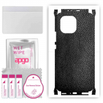 apgo Protective Skin Sticker for the back+sides compatible with Xiaomi Mi 11, Full Wrap Film, Foil, Vinyl - Pattern Black Leather