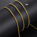Lihtsad 2-5 mm Rolo Box ketiga kaelakeed naistele Meeste allergiavastased roostevabast terasest kaelakeed Ehted 3mm-65cm