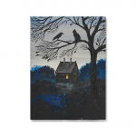 Halloweeni seinakunst l&otilde;uend n&otilde;id must kass maagiline &ouml;&ouml;kull Kuu Prindid ja plakatid Pildid Dekoor Kangamaaling elutuppa Kodu 21x30cm No Framed