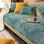 yellow edge Winter Plush Sofa Mat Four Seasons Universal Anti Slip Leather Cover Backrest Towel Nordic Style Seat Cushion 70x70cm