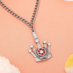 Naiste disainer Estele Pewter oks&uuml;deeritud kroonripatsiga kaelakee valgete kristallidega