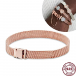 Kuumalt m&uuml;&uuml;v S925 h&otilde;bedast Reflexions seeria punutud v&otilde;rk originaal naiste logoga mitmekordse ahelaga kellav&otilde;ru pulmadeks DIY v&otilde;lu ehted 21CM