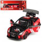 1/22 m&otilde;&otilde;tkavas GTR v&otilde;idus&otilde;idu metallist auto mudel, tagasit&otilde;mmatav m&auml;nguauto heliga ja tuledega 1/22-Size:19.8*8.5*6cm punane/must