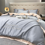 Suvine Premium Feeling Pestud Ice Siidist lina ja tekikott, 4-osaline voodipesukomplekt 1.5m/1.8m vesi sinine v&auml;rv