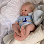 Elutruud 18-tollised Reborn Doll Twins Evi Pehme puutega puuvillasest riidest keha Bebes vasts&uuml;ndinud nukk v&auml;ikelapse k&auml;sitsi implanteeritud juuksed Realistlikud beebinuku m&auml;nguasjad lastele cloth body sinine
