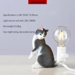 Must kasslamp Nordic loominguline elutuba magamistuba riidepood dekoratiivne loomalamp Mini catlamp v&auml;ike &ouml;&ouml;lamp Yellow&M&black