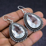 White Topaz Gemstone 925 Sterling Silver gift Jewelry Earring 2.09 c4D53