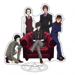 Bungou hulkuvate koerte akr&uuml;&uuml;list statiiv figuurim&auml;nguasi Edogawa rampo Fjodor Dostojevski Nakahara Chuuya lauaplaadil seisev m&auml;nguasi AG