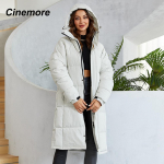 Cinemore Naiste 2024. aasta talvejope, soojad pikad pargid kapuutsiga &uuml;ler&otilde;ivad Naiste riided moodne sulejope Naiste mantel Unisex AJ-40 2XL valge