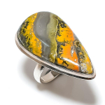 Natural Jasper Gemstone Handmade 925 Sterling Silver Jewelry Ring Size 8 h9v89